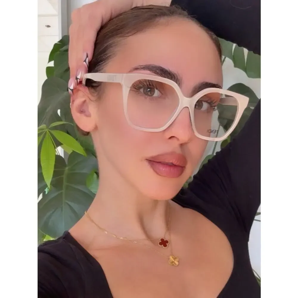 NEW Fendi FE50087I Bone White Oversized Square Eyeglasses Frames